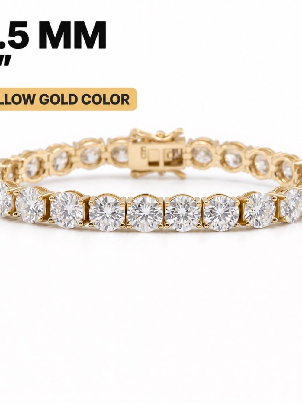 LEKANI 6.5mm Moissanite Tennis Bracelet S925 Gold 8 in